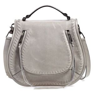 Rebecca Minkoff Small Vanity Nubuck Leather Crossbody Saddle Bag Gray